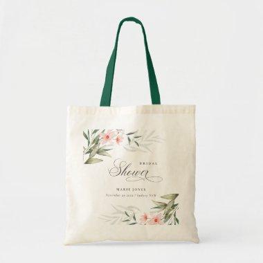 Rustic Blush Greenery Floral Bunch Bridal Shower Tote Bag