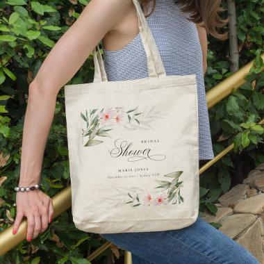 Rustic Blush Greenery Floral Bunch Bridal Shower Tote Bag