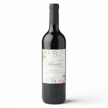 Rustic Blush Greenery Floral Bunch  Wine Label