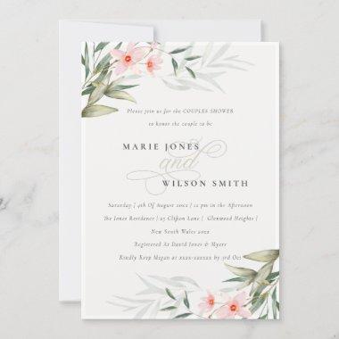 Rustic Blush Greenery Floral Couples Shower Invite