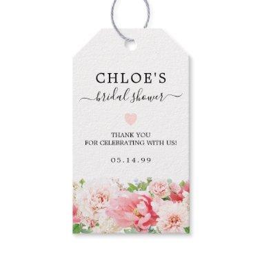 Rustic Blush Pink Peony Floral Bridal Shower Gift Tags