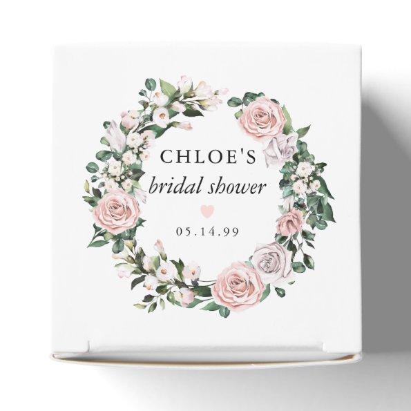Rustic Blush Pink Rose Floral Bridal Shower Favor Box