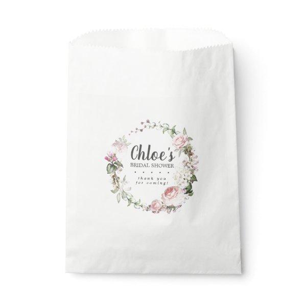 Rustic Blush Pink Roses Floral Bridal Shower Favor Bag