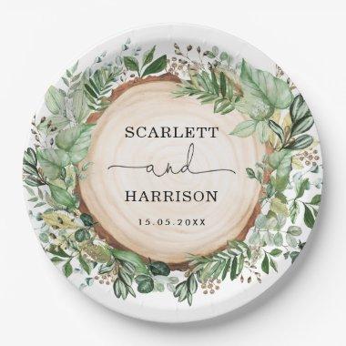 Rustic Bohemian Garden Greenery Botanical Wedding Paper Plates