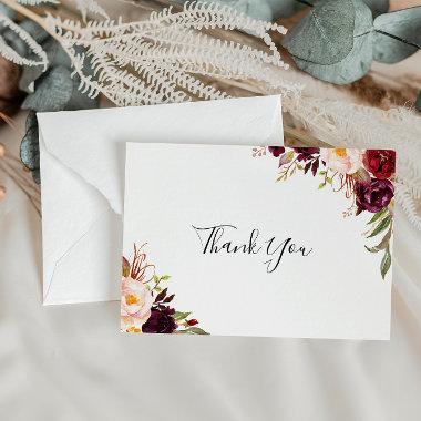 Rustic Boho Colorful Floral Flat Wedding Thank You Invitations