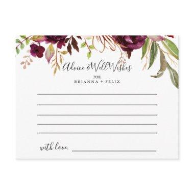 Rustic Boho Colorful Floral Wedding Advice Card