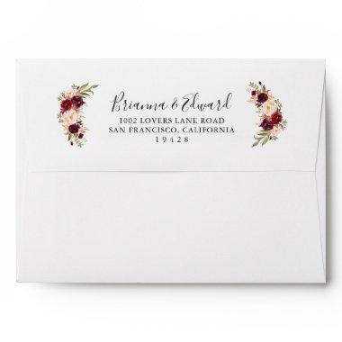 Rustic Boho Colorful Floral Wedding Invitations Envelope
