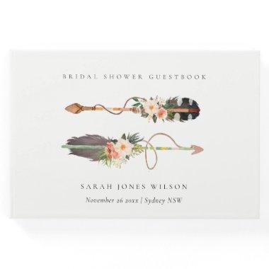 Rustic Boho Feather Floral Arrow Bridal Shower Guest Book