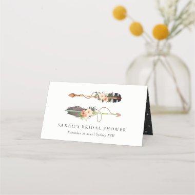 Rustic Boho Feather Floral Arrow  Place