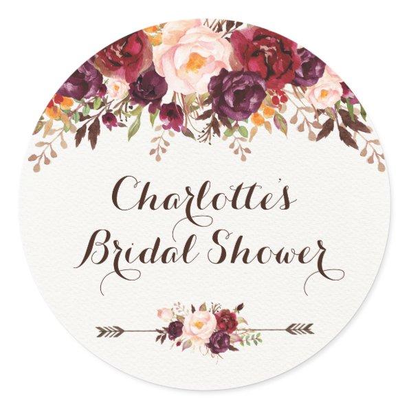 Rustic Boho Floral  Favor Sticker Tag