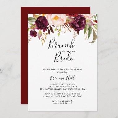 Rustic Boho Floral Brunch with the Bride Shower Invitations