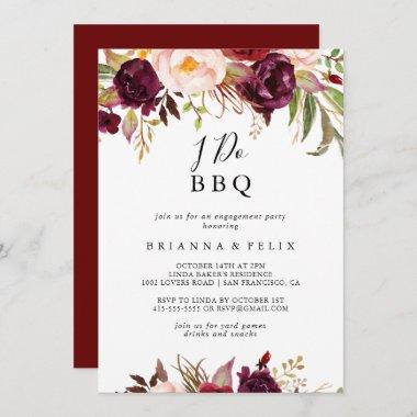 Rustic Boho Floral I Do BBQ Engagement Party Invitations