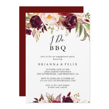 Rustic Boho Floral I Do BBQ Engagement Party Invitations