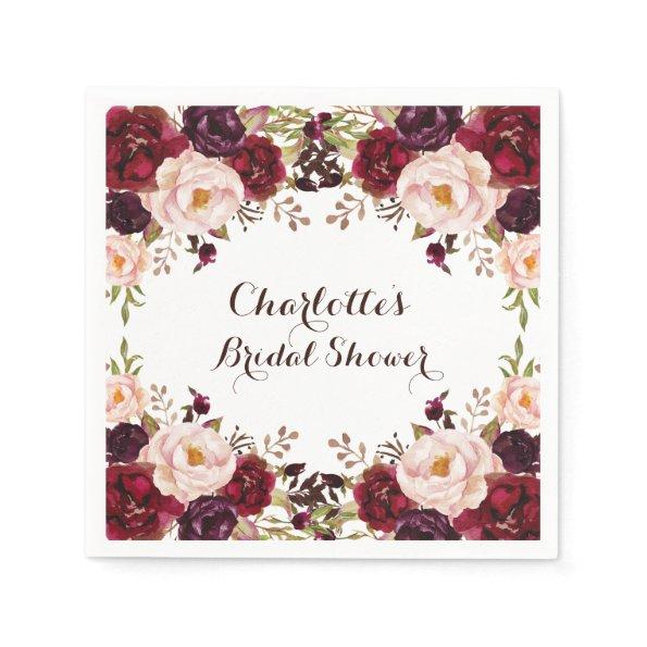 Rustic Boho Floral Shabby Chic Roses Paper Napkin