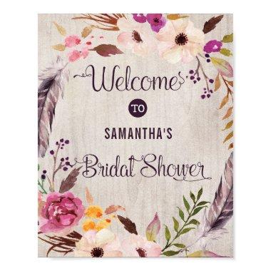 Rustic Boho Floral Welcome Poster Bridal Shower