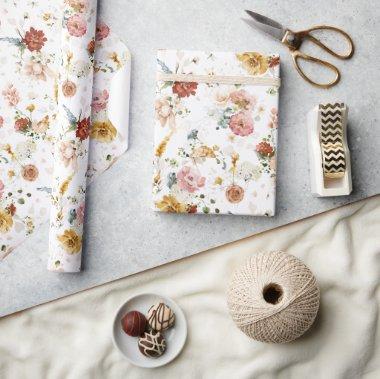 Rustic Boho Flower Garden Wrapping Paper