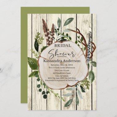 Rustic Boho Greenery Bridal Shower Invitations