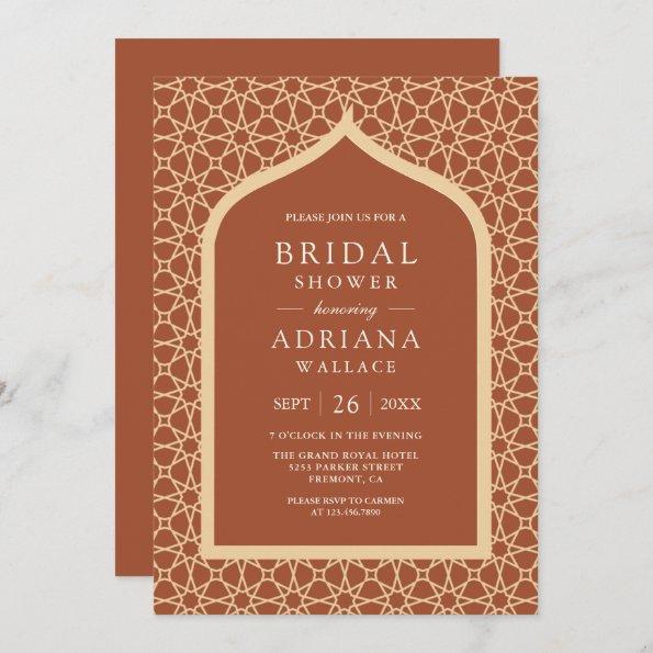 Rustic Boho Lattice Arch Terracotta Bridal Shower Invitations