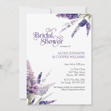 Rustic Boho Lavender Flowers Purple Bridal Shower Invitations