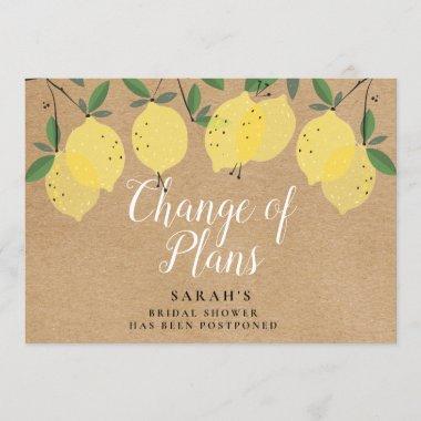 Rustic Boho Lemons Bridal Shower Change of Plans Invitations