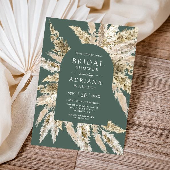 Rustic Boho Pampas Arch Sage Green