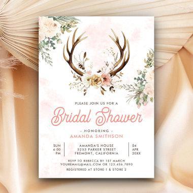 Rustic Boho Pink Floral Antler