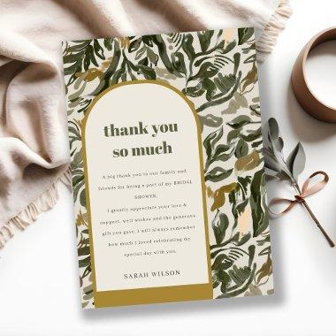 Rustic Boho Retro Green Botanical  Thank You