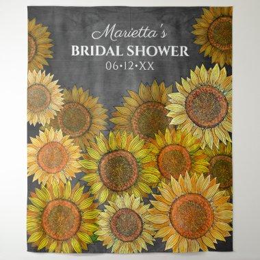 Rustic Boho Sunflower Grey Bridal Shower Backdrop