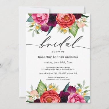 Rustic Boho Watercolor Floral Bridal Shower Invitations