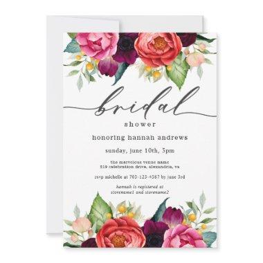 Rustic Boho Watercolor Floral Bridal Shower Invitations