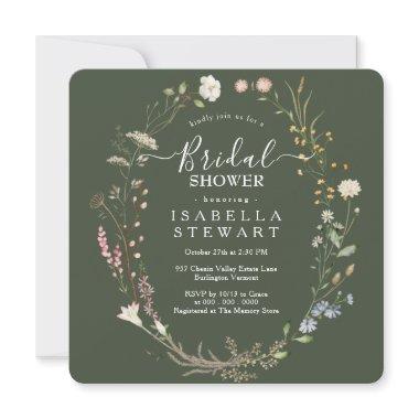 Rustic Boho Wildflower Forest Green