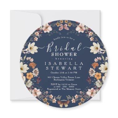 Rustic Boho Wildflower Navy Blue