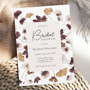 Rustic Boho Wildflowers Bridal Shower Invitations