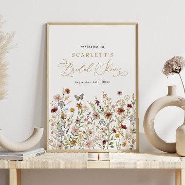 Rustic Boho Wildflowers Bridal Shower Welcome Poster
