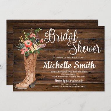 Rustic Boot Country Bridal Western Bridal Shower Invitations