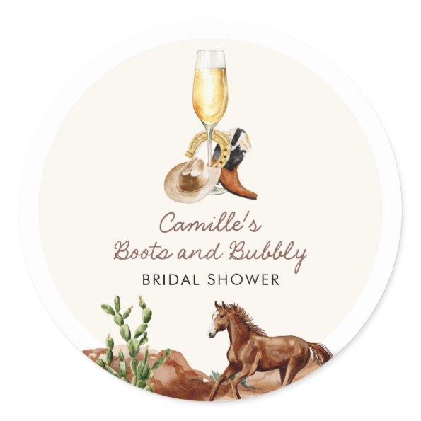 Rustic Boots and Bubbly  Classic Round Sticker