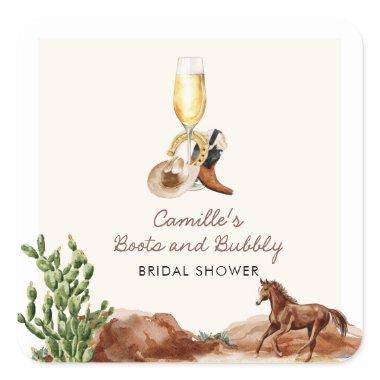 Rustic Boots and Bubbly  Square Sticker