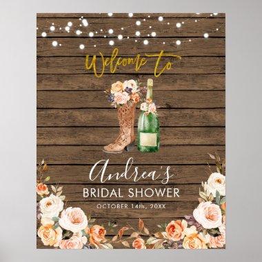 Rustic Boots and Bubbly Bridal Shower Welcome Sign