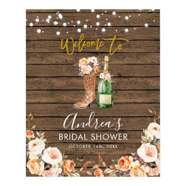 Rustic Boots and Bubbly Bridal Shower Welcome Sign