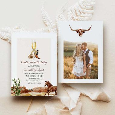 Rustic Boots and Bubbly Country Bridal Shower Invitations