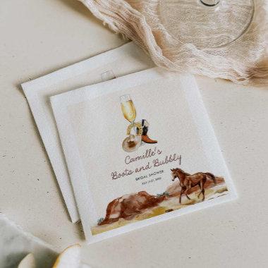 Rustic Boots and Bubbly Country Bridal Shower Napkins