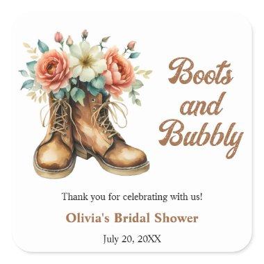 Rustic Boots and Bubbly Western  Square Sticker