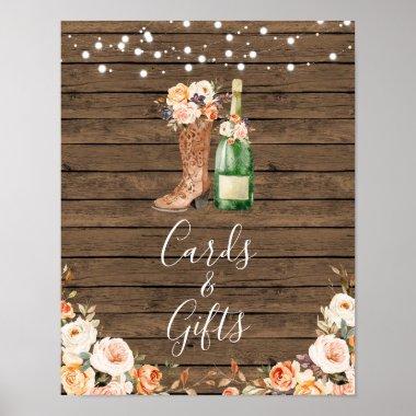 Rustic Boots & Bubbly Bridal Shower Invitations & Gifts Poster