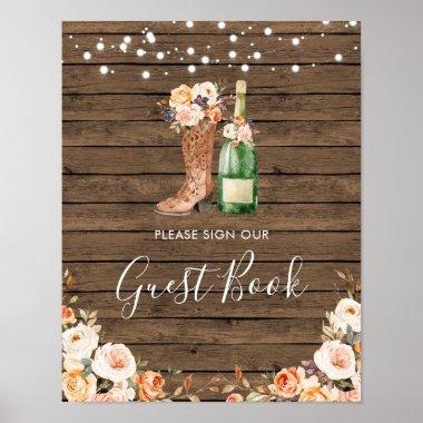 Rustic Boots & Bubbly Bridal Shower Guest Book