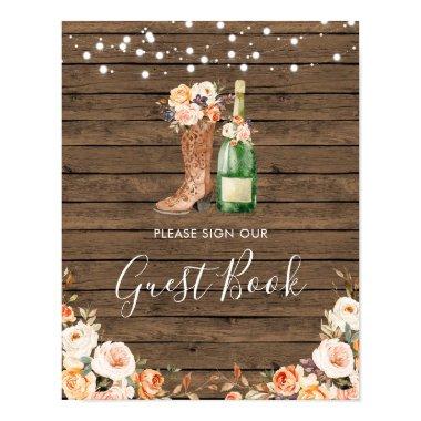 Rustic Boots & Bubbly Bridal Shower Guest Book