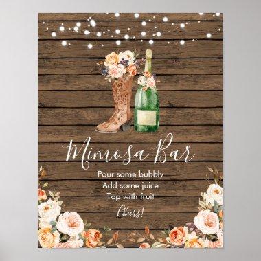 Rustic Boots & Bubbly Bridal Shower Mimosa Bar Poster