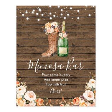 Rustic Boots & Bubbly Bridal Shower Mimosa Bar Poster