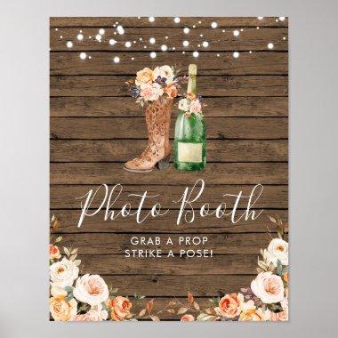Rustic Boots & Bubbly Bridal Shower Photo Booth Poster