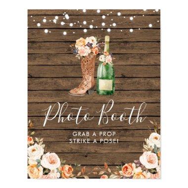 Rustic Boots & Bubbly Bridal Shower Photo Booth Poster