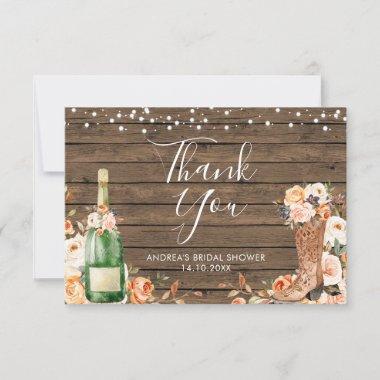 Rustic Boots & Bubbly Bridal Shower Thank You Invitations